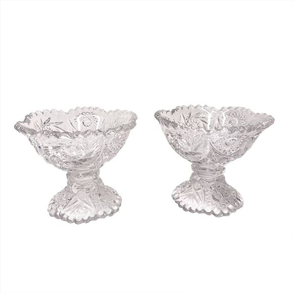 Vintage Other - Cut / Pressed Clear Glass Vintage Pedestal Candy Dish SET OF 2